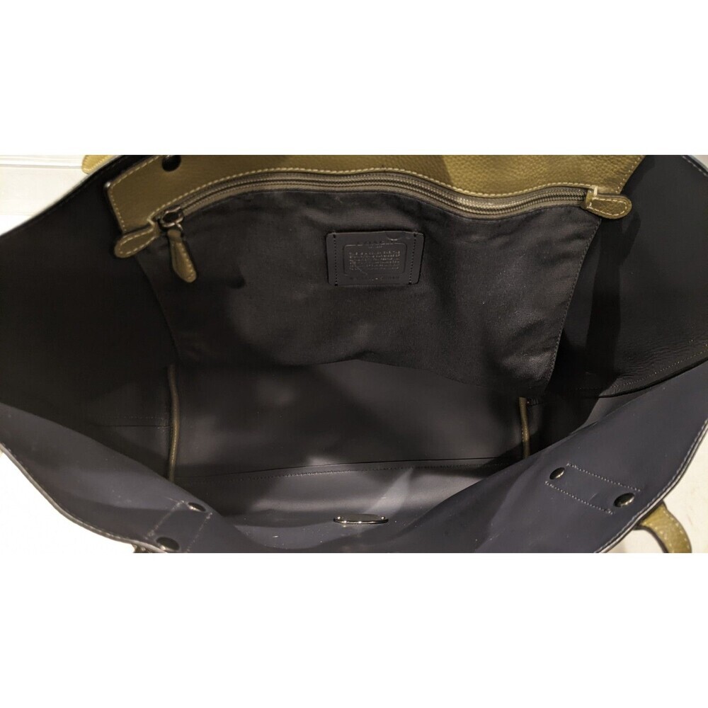 Coach Large Market Tote Pebbled Leather Army Green Turn Lock  #F58849 EXCELLENT! - Picture 9 of 14